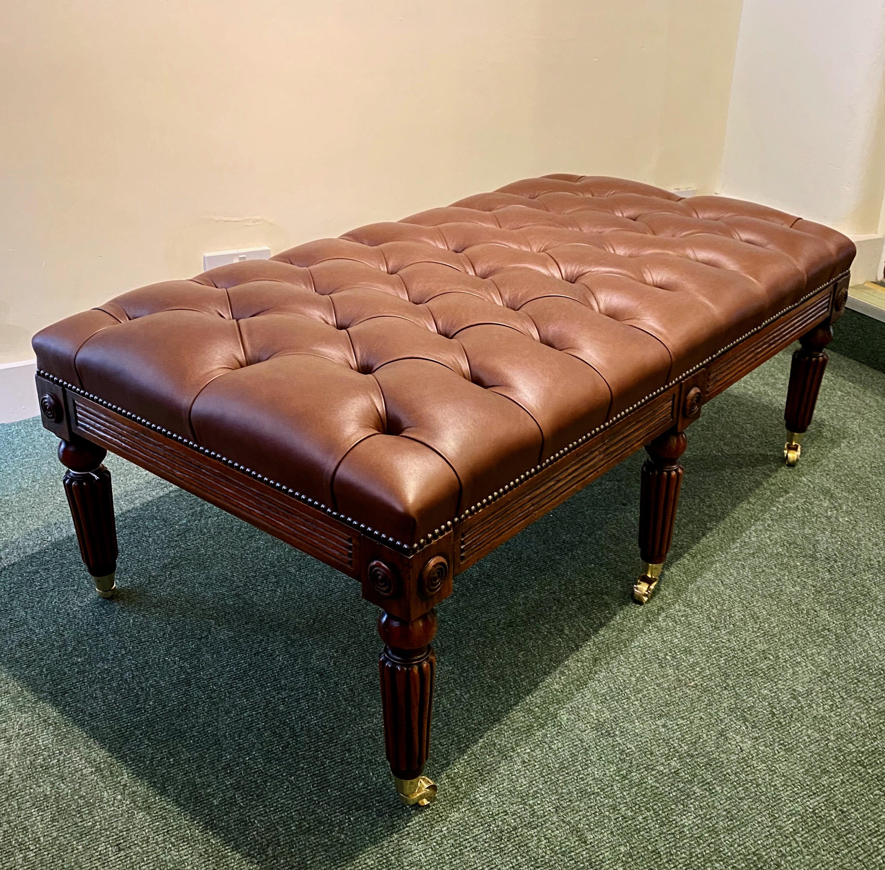 WIV Style Gillows Designed Leather Upholstered Stool For Sale 1
