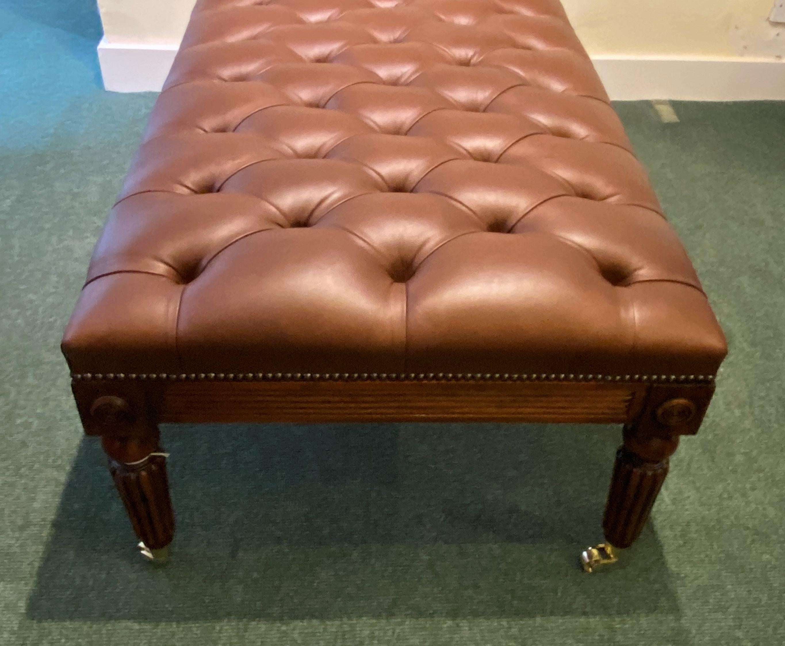 WIV Style Gillows Designed Leather Upholstered Stool For Sale 3
