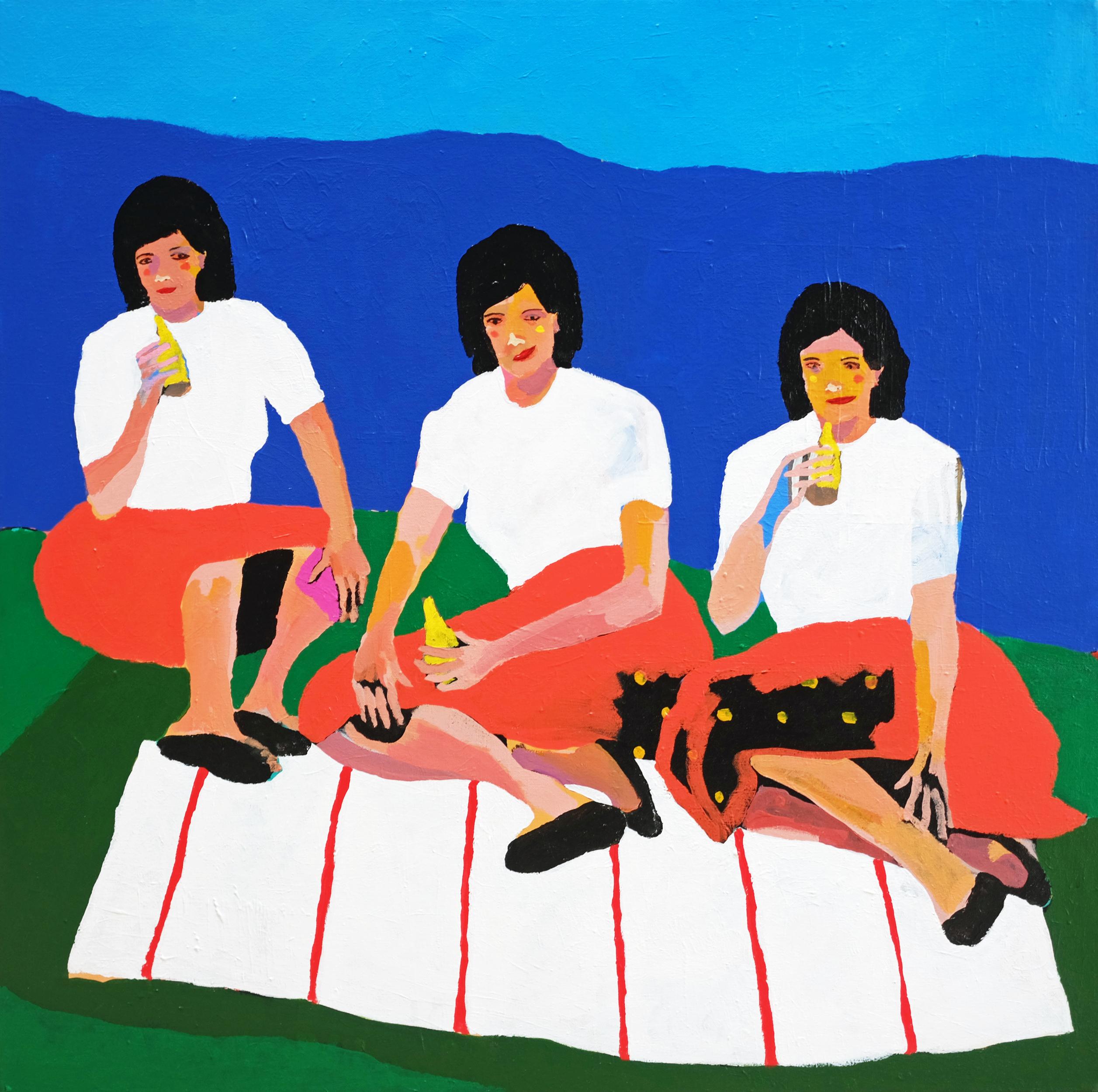 Modern 'Wives on a Blanket' Portrait Painting by Alan Fears Pop Art For Sale