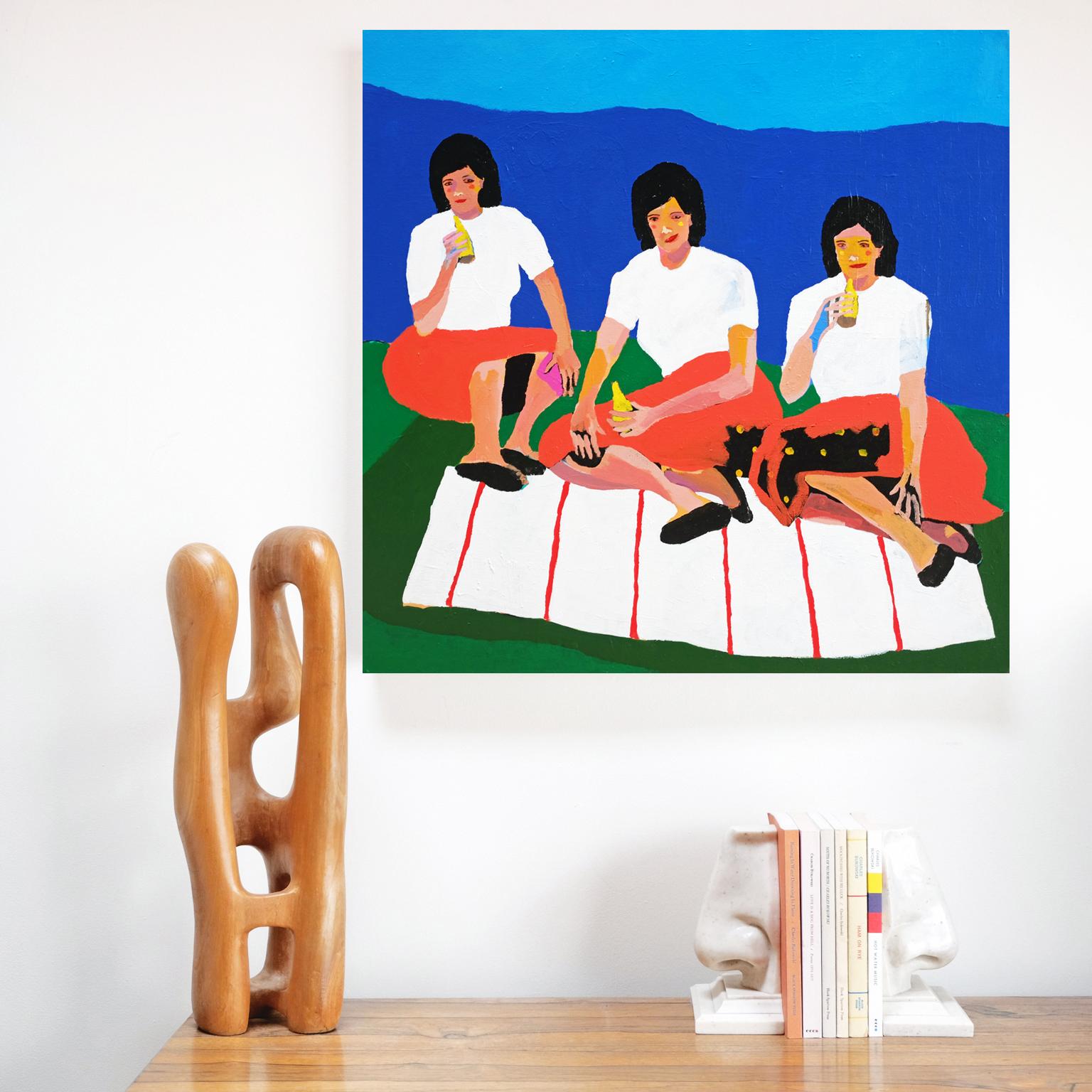 English 'Wives on a Blanket' Portrait Painting by Alan Fears Pop Art For Sale
