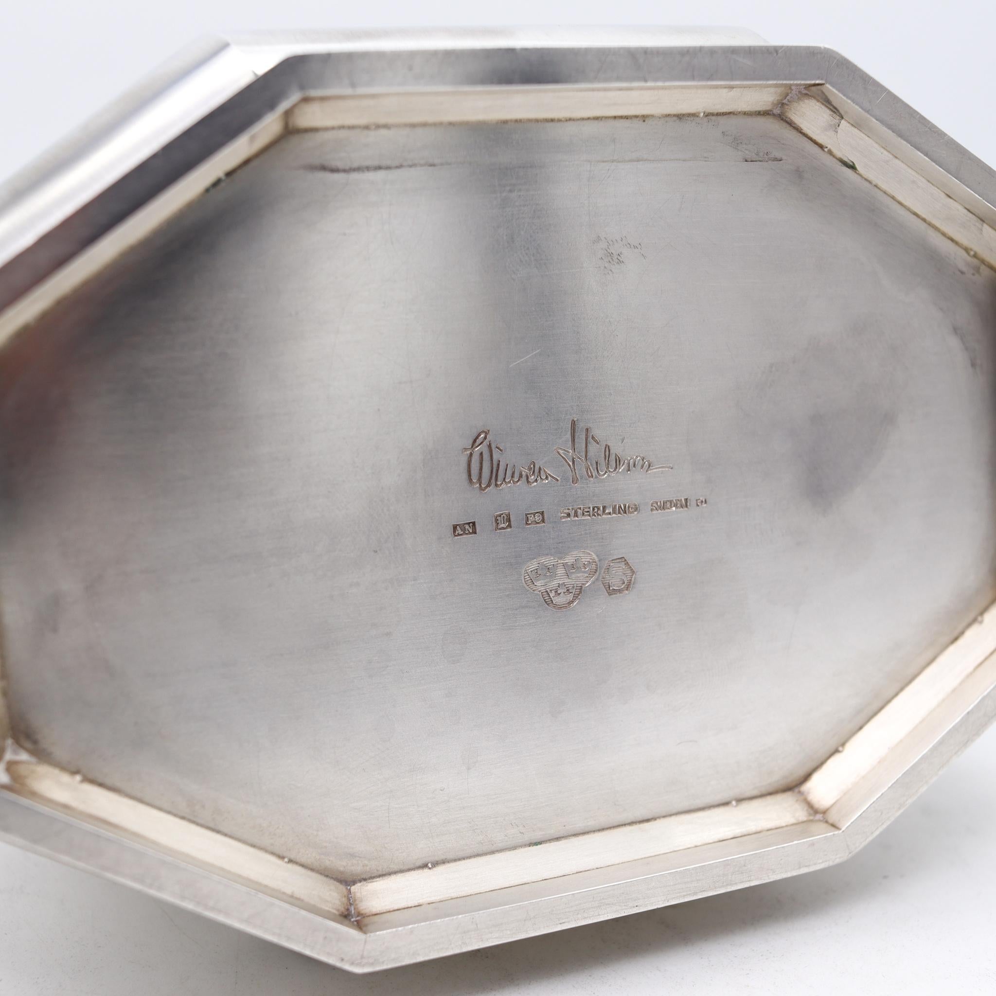 Polished Wiwen Nilsson 1956 Sweden Art Deco Geometric Box in .925 Sterling Silver