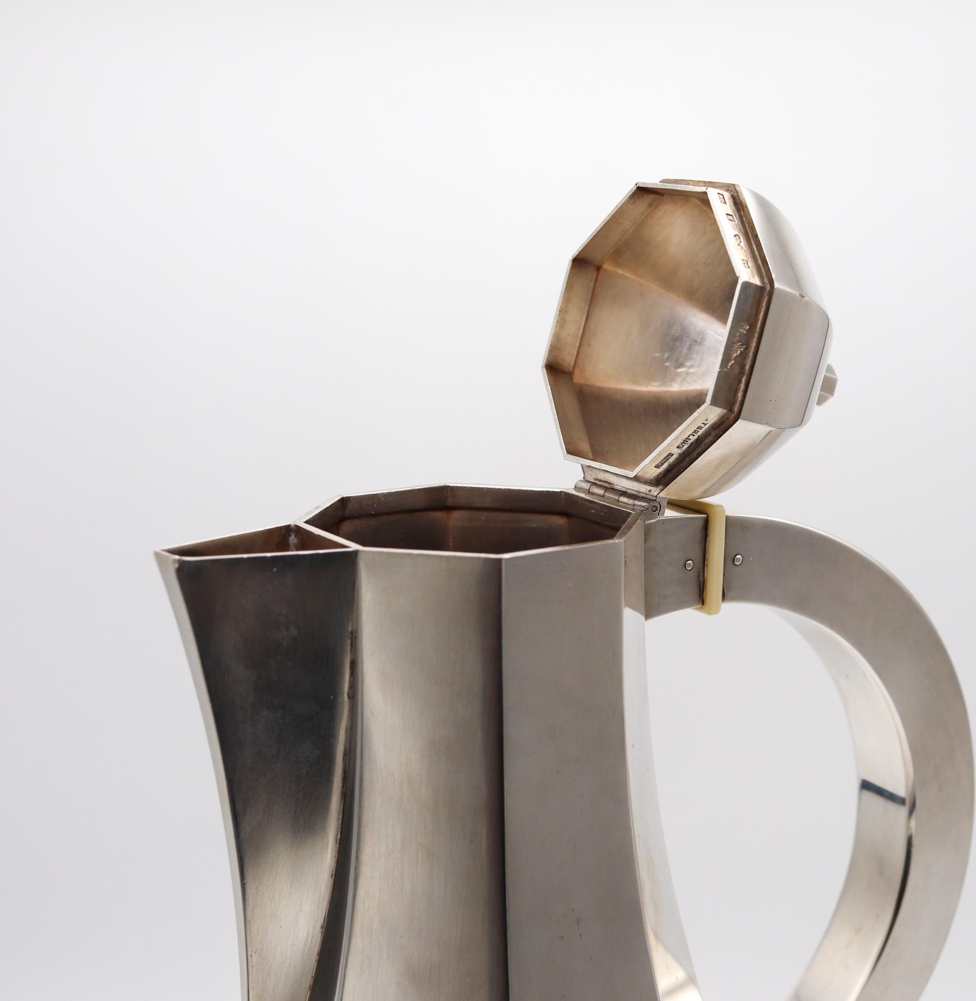 Mid-20th Century Wiwen Nilsson 1961 Sweden Art Deco Geometric Pitcher Solid .925 Sterling Silver For Sale
