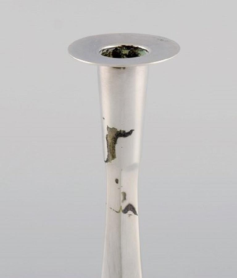 Mid-20th Century Wiwen Nilsson Lund, Sweden, a Pair of Modernist Candlesticks For Sale