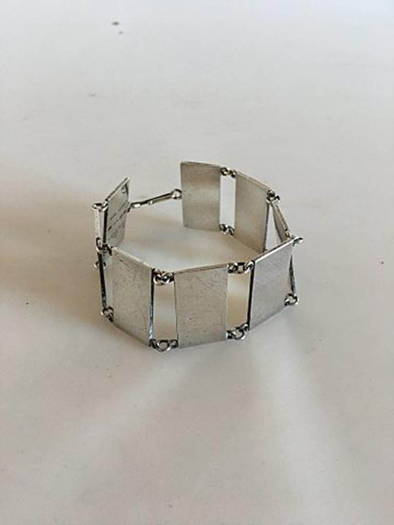 Wiwen Nilsson Sterling Silver Bracelet. Measures 21 cm / 8 17/64 in. x 3.2 cm / 1 17/64 in. wide. In good condition. Weighs 60 g / 2.15 oz.