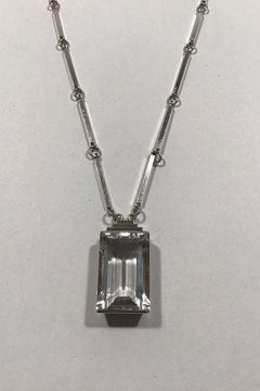 Wiwen Nilsson Sterling Silver Necklace with Rock Crystal Pendant 'S8 1944'