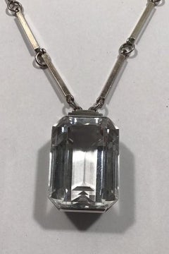 Wiwen Nilsson Sterling Silver Necklace with Rock Crystal Pendant 'U8 1946'