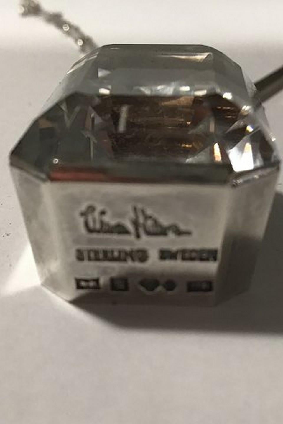 Modern Wiwen Nilsson Sterling Silver Necklace with Rock Crystal Pendant 'U8 1946'
