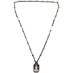 Wiwen Nilsson Sterling Silver Necklace with Rock Crystal Pendant 'U8 1946'