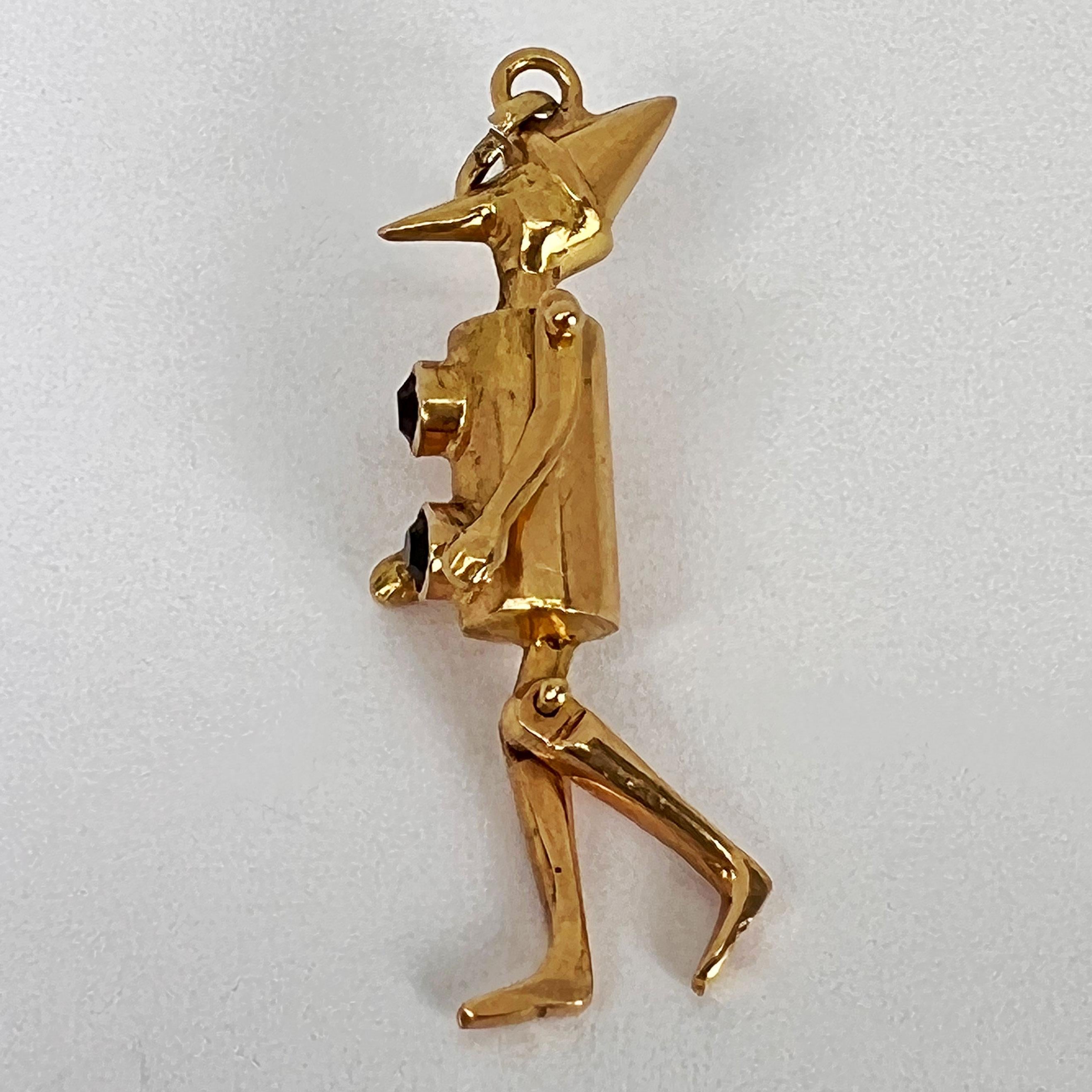 Wizard of Oz Tin Man Cartoon Character 18K Yellow Gold Charm Pendant For Sale 2