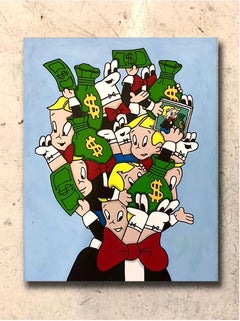 Wizard Skull - hand painted acrylic on canvas - pop art - "Richie Rich" 