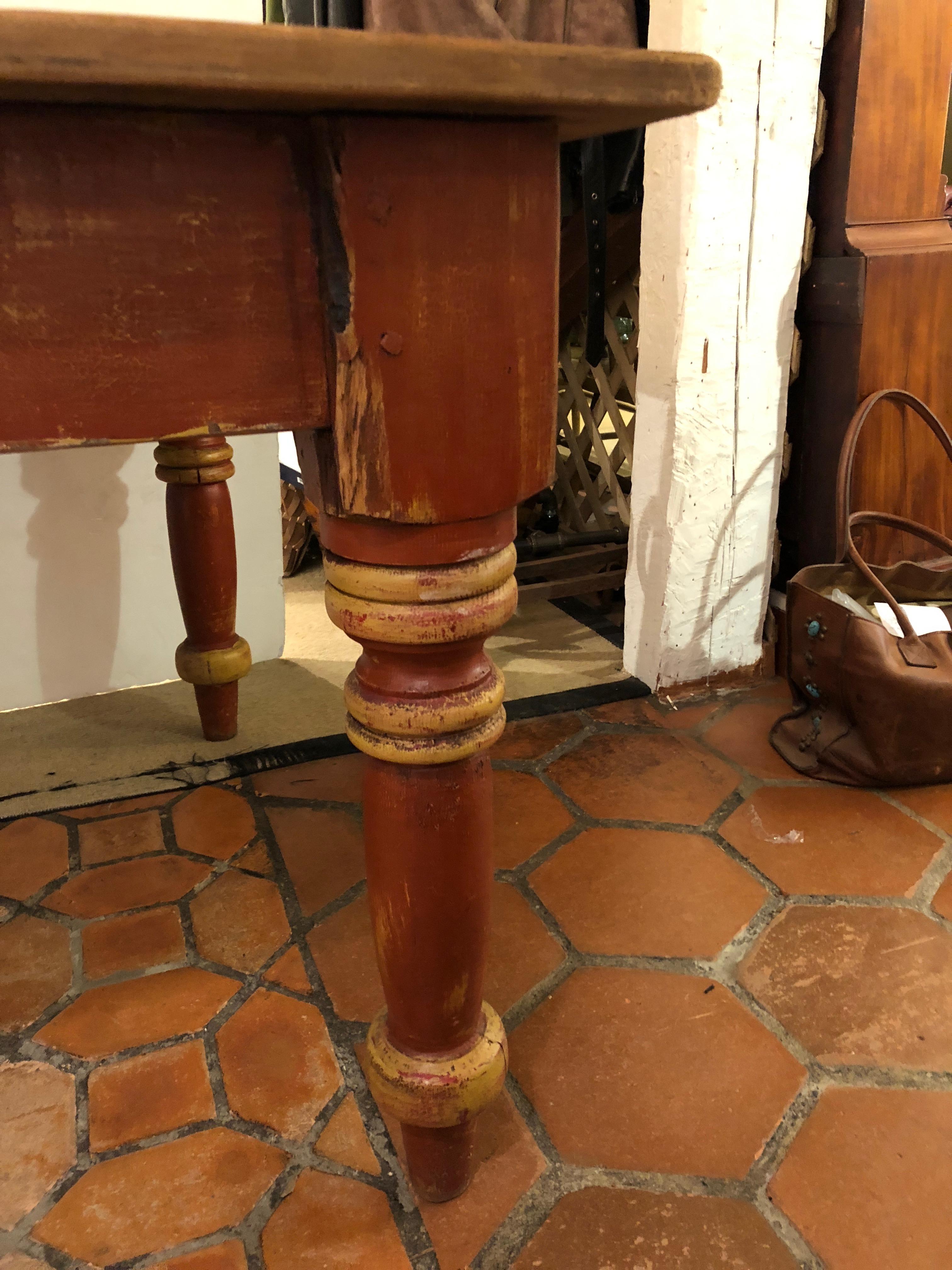 Wizened Very Large Antique Maine Farmhouse Dining Table with Original Paint 5