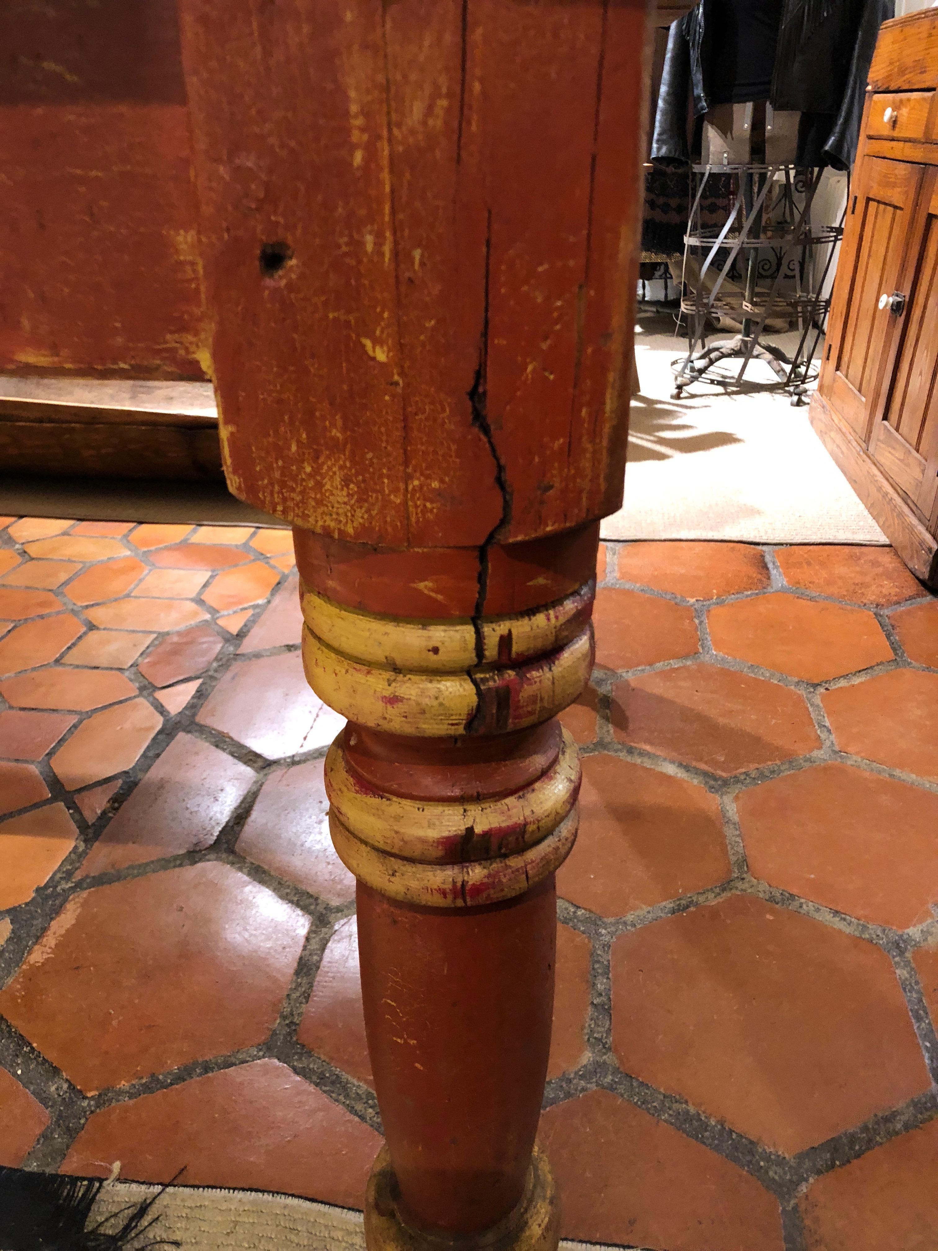 Wizened Very Large Antique Maine Farmhouse Dining Table with Original Paint 7