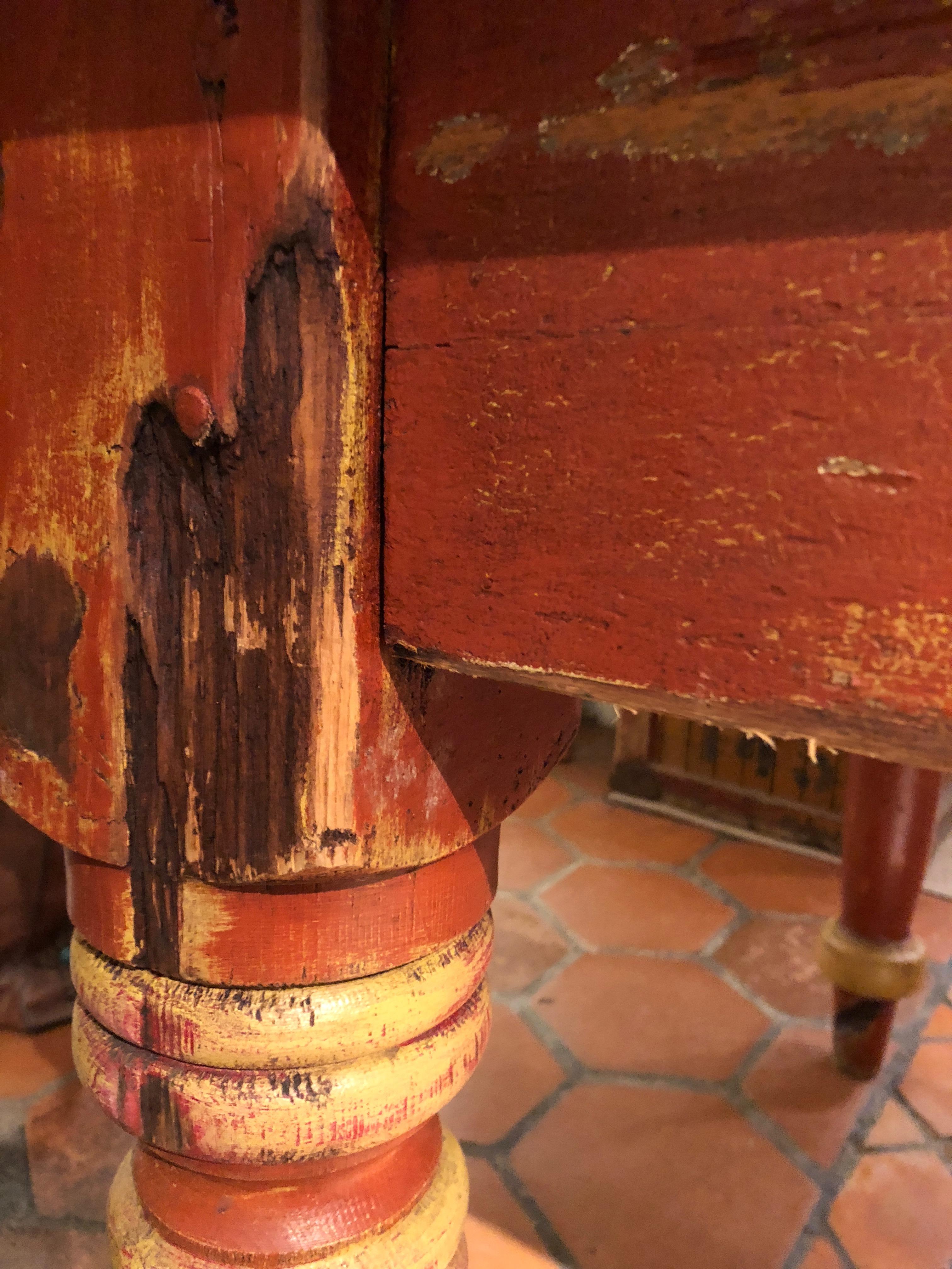 Wizened Very Large Antique Maine Farmhouse Dining Table with Original Paint 9
