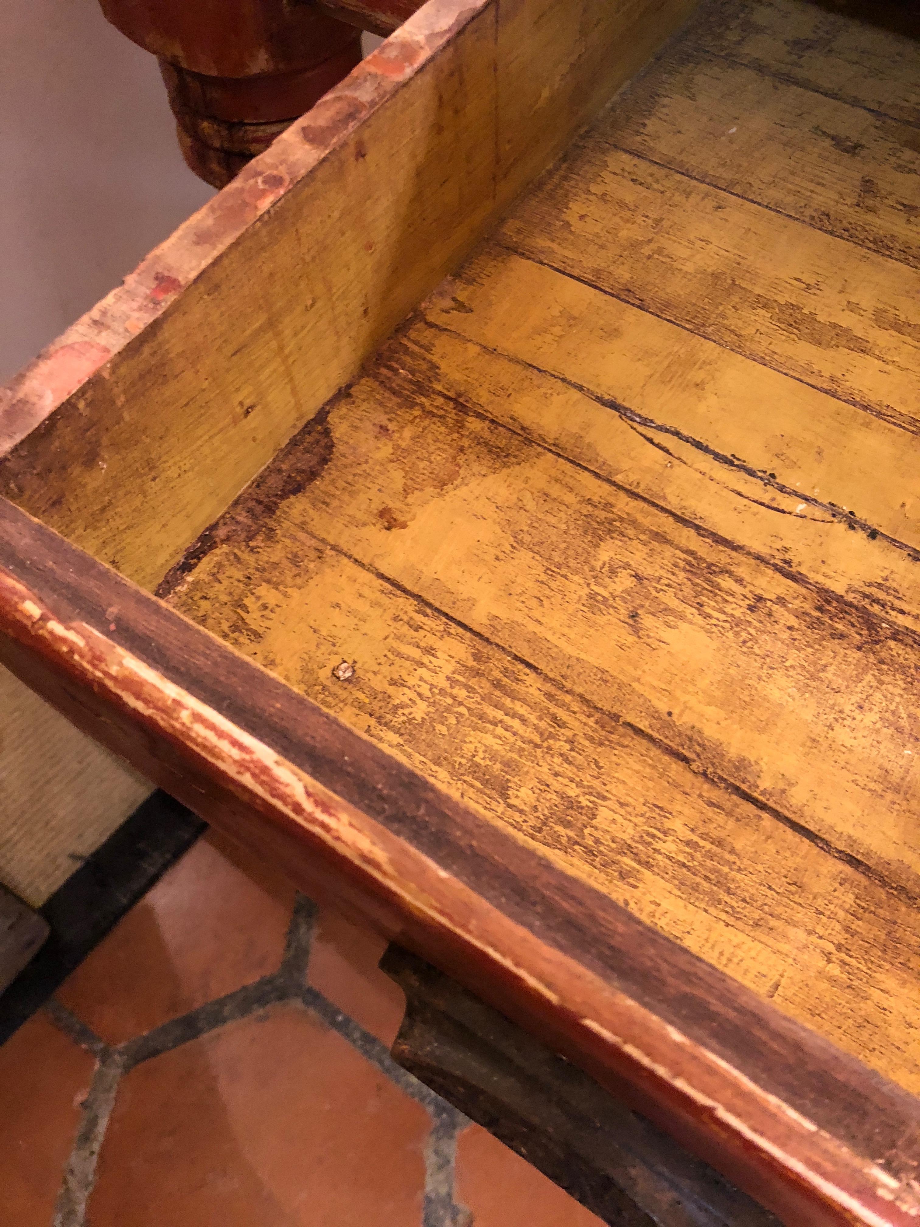 Wizened Very Large Antique Maine Farmhouse Dining Table with Original Paint In Distressed Condition In Hopewell, NJ