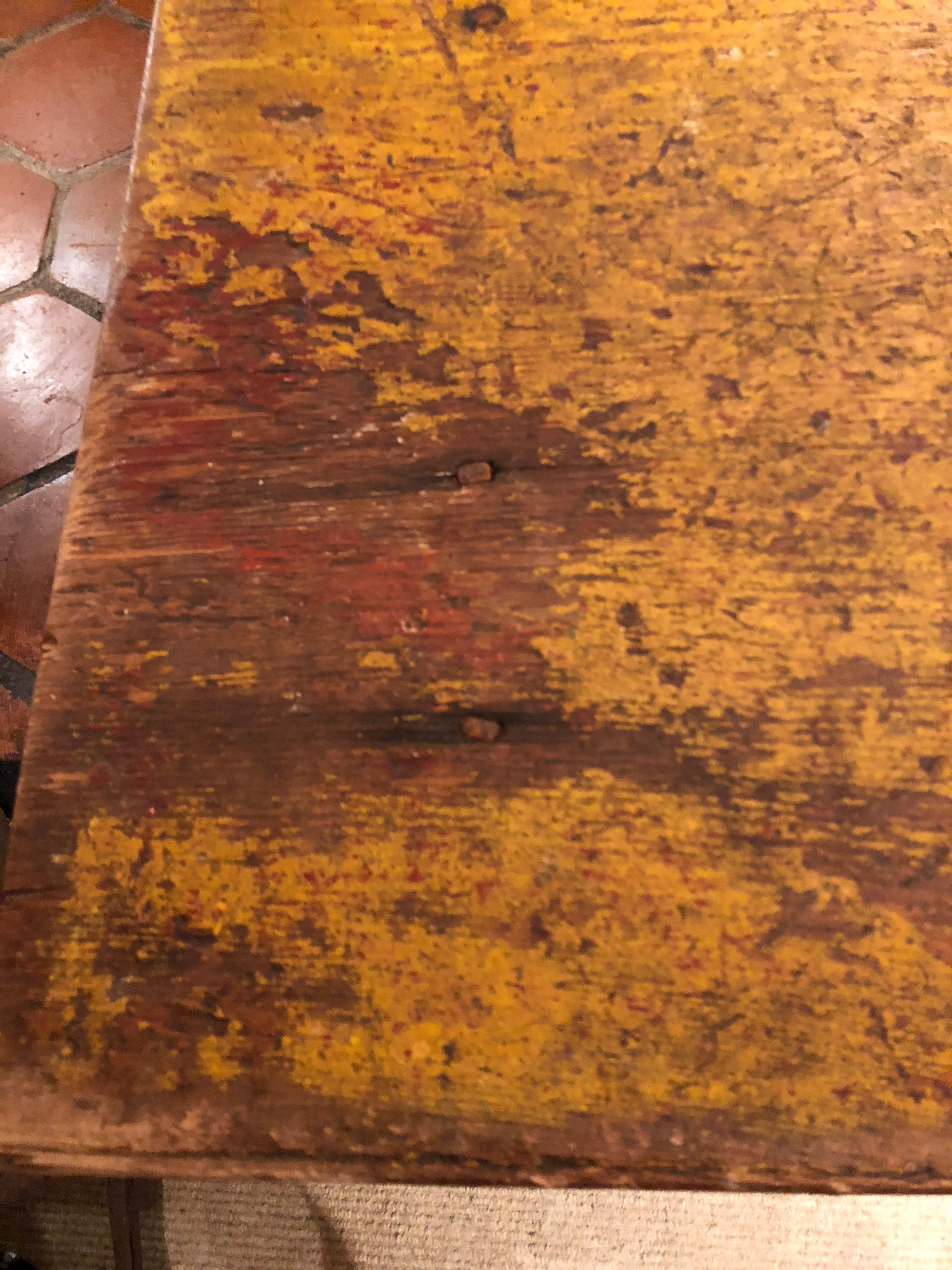 19th Century Wizened Very Large Antique Maine Farmhouse Dining Table with Original Paint