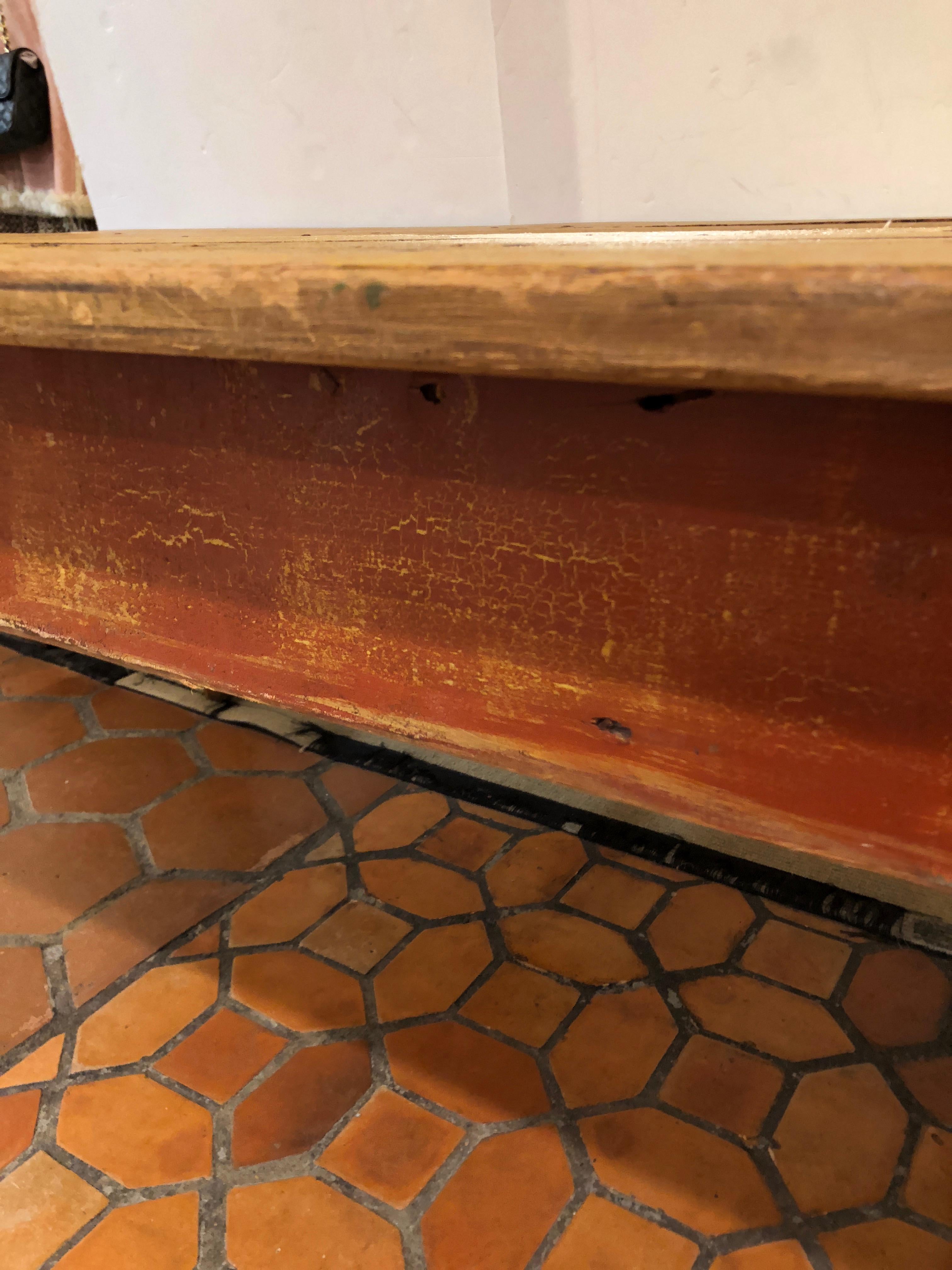 Wizened Very Large Antique Maine Farmhouse Dining Table with Original Paint 2