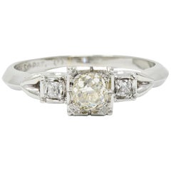 W.J. Harbor Co. Retro 0.64 Carat Diamond 18 Karat White Gold Engagement Ring