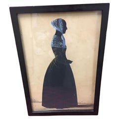 W.J. Hubard Silhouette Young Woman w/ Unusually Detailed Shaded Bonnet & Mantle