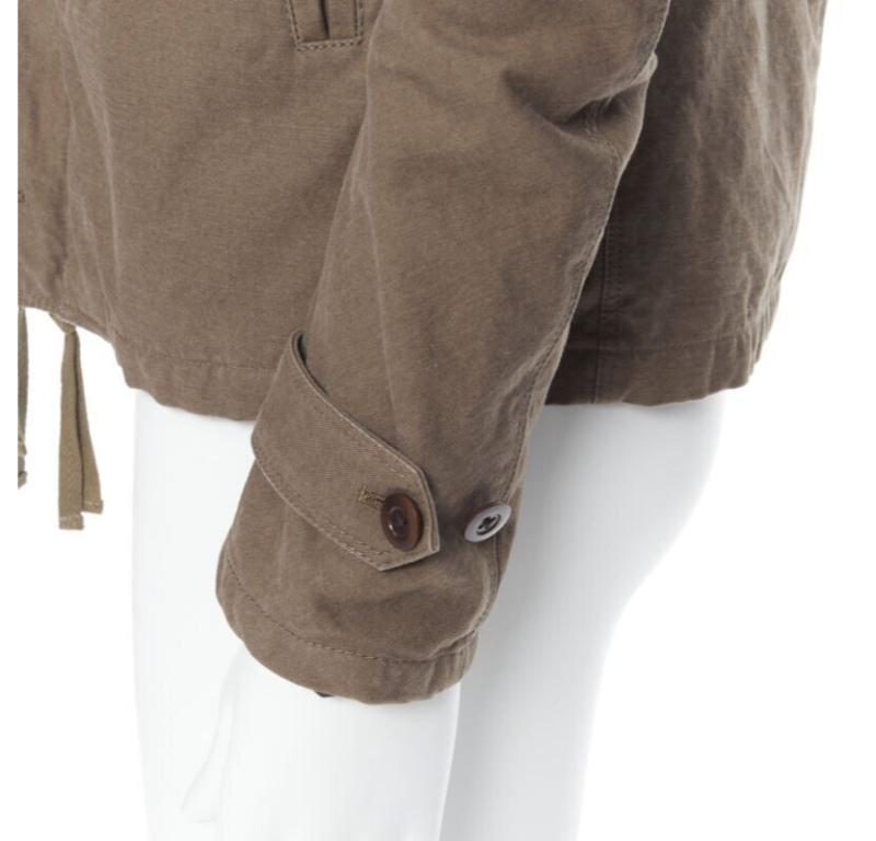 WJK giacca marrone in finto shearling con colletto spalmato in cotone lavato verde M in vendita 3
