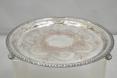 K.K. Vassoio con piede Cowan & Co 20" Round English Edwardian Silver Plated Salver