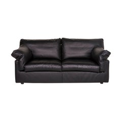WK Living Leather Sofa Black Two-Seat Couch