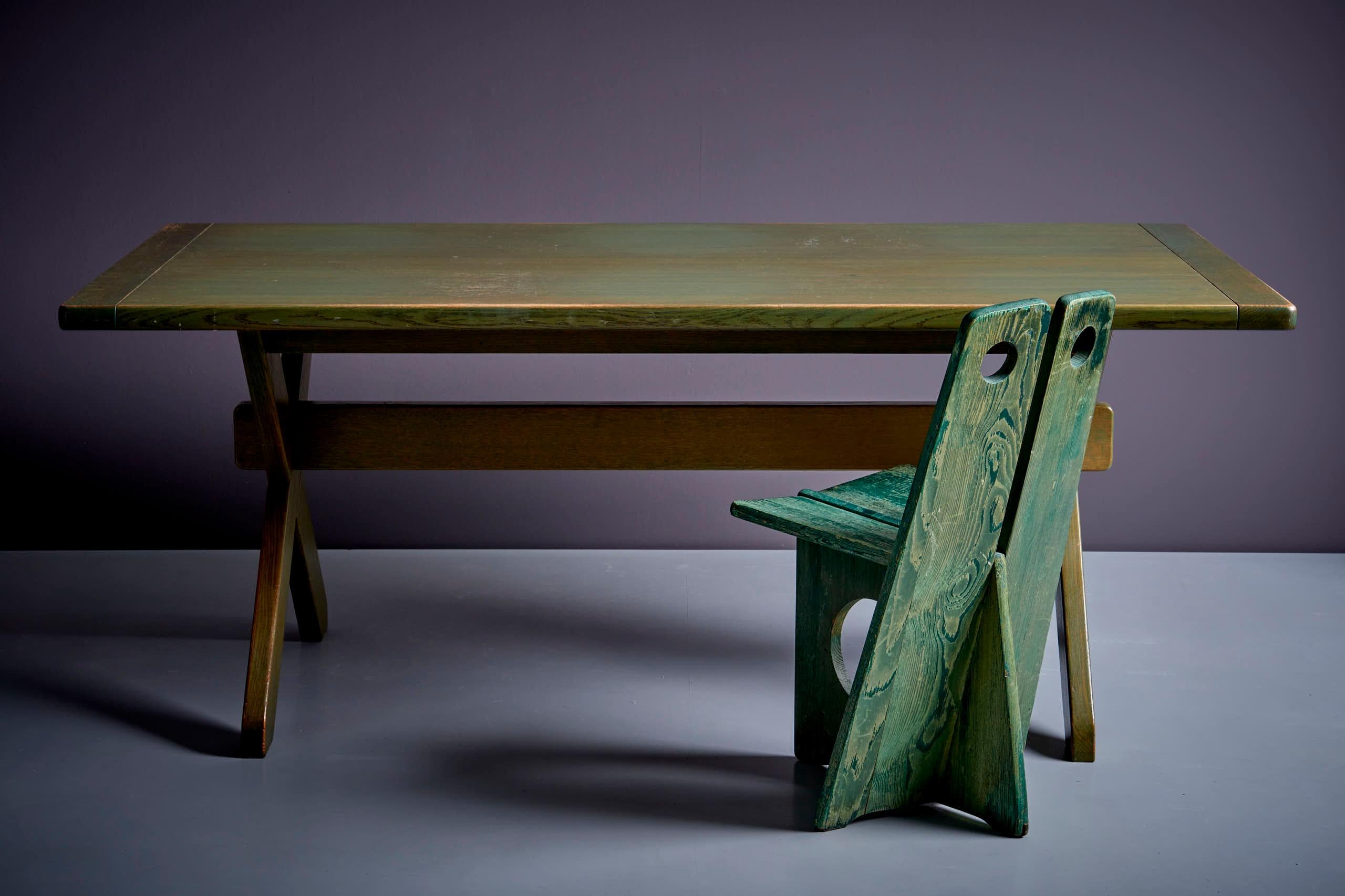 WK Möbel Dining Table in Green Pine Wood, Germany - 1960s For Sale 5
