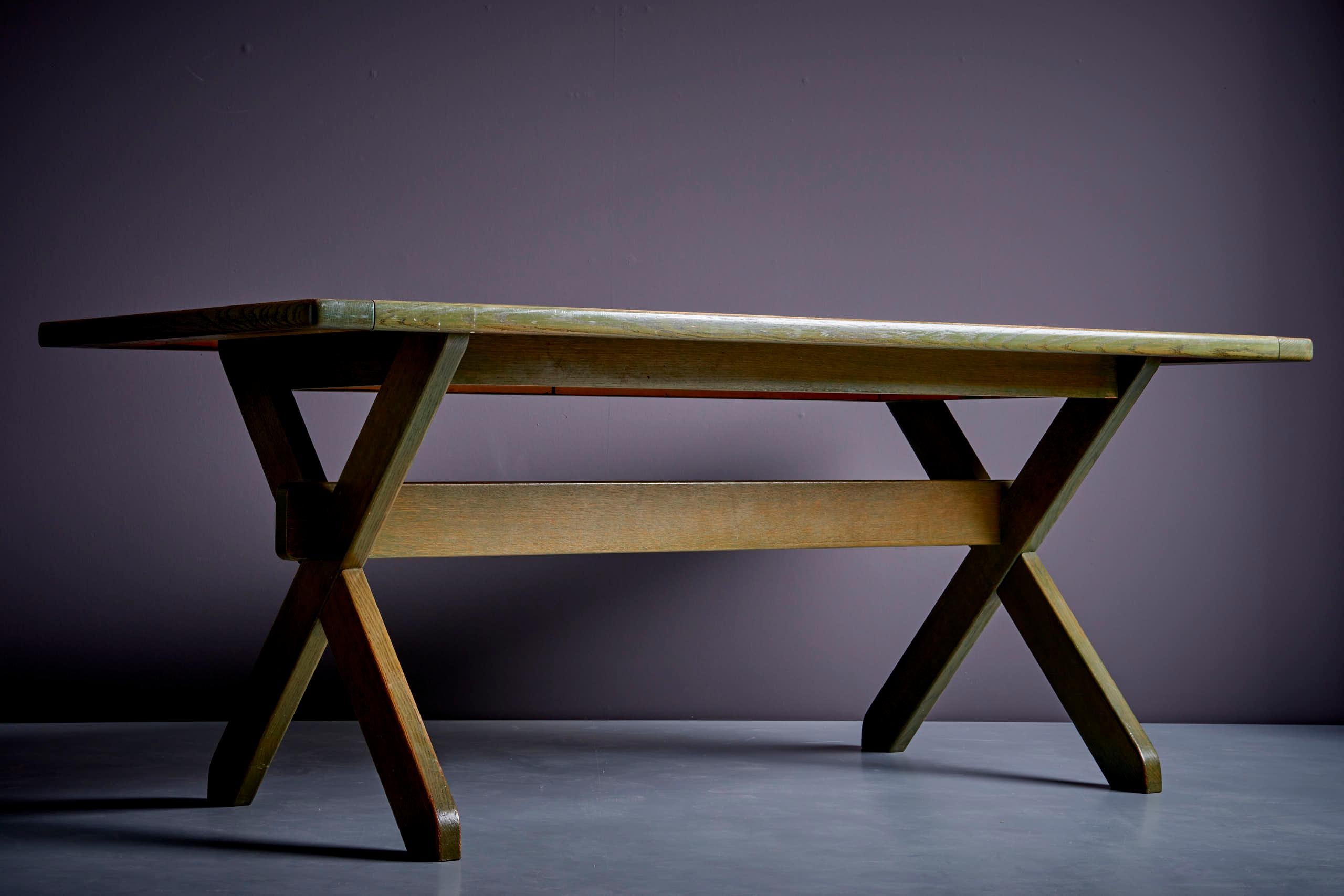 WK International Dining Table in Green Pine Wood, Germany - 1960s.
