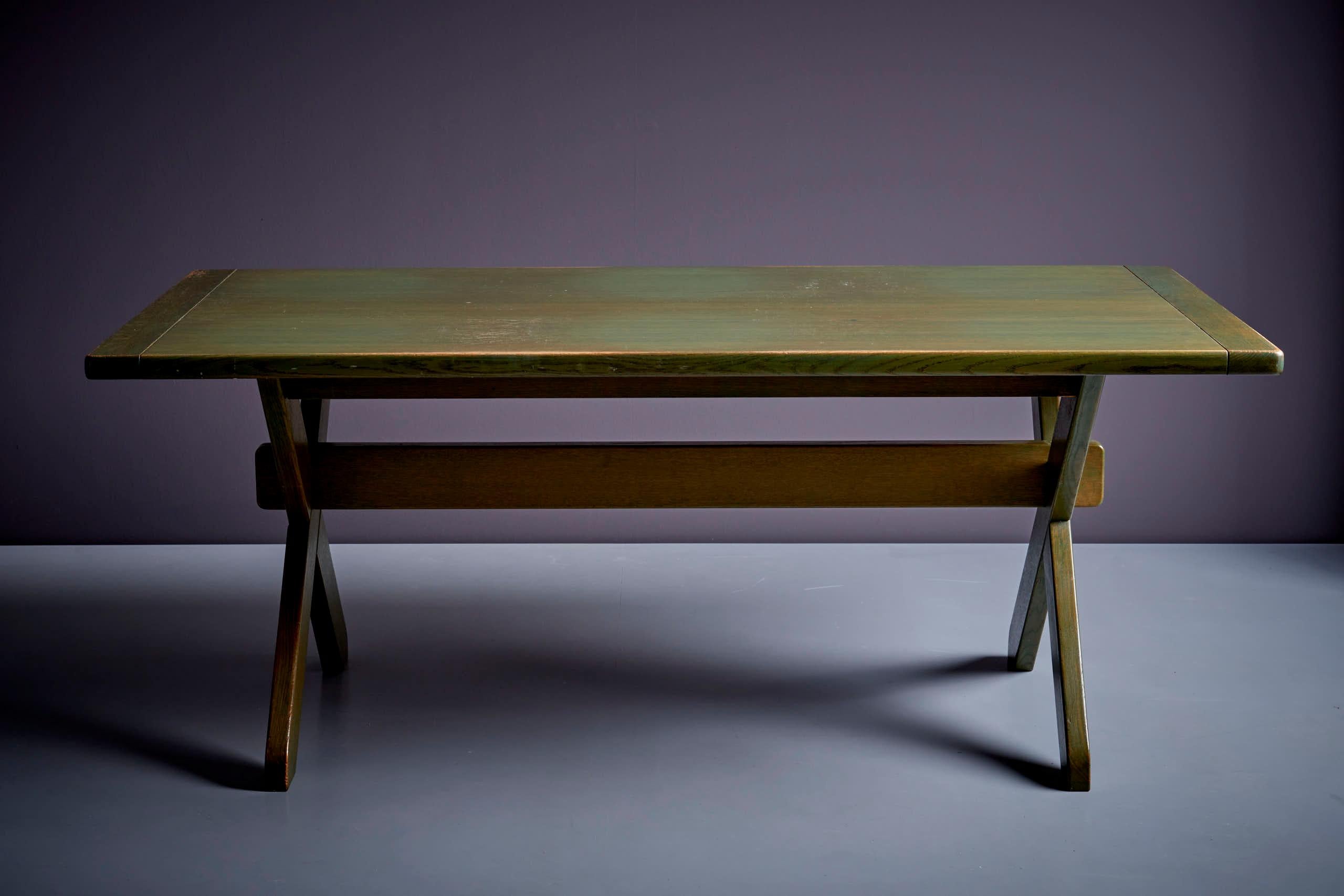 WK Möbel Dining Table in Green Pine Wood, Germany - 1960s For Sale 2