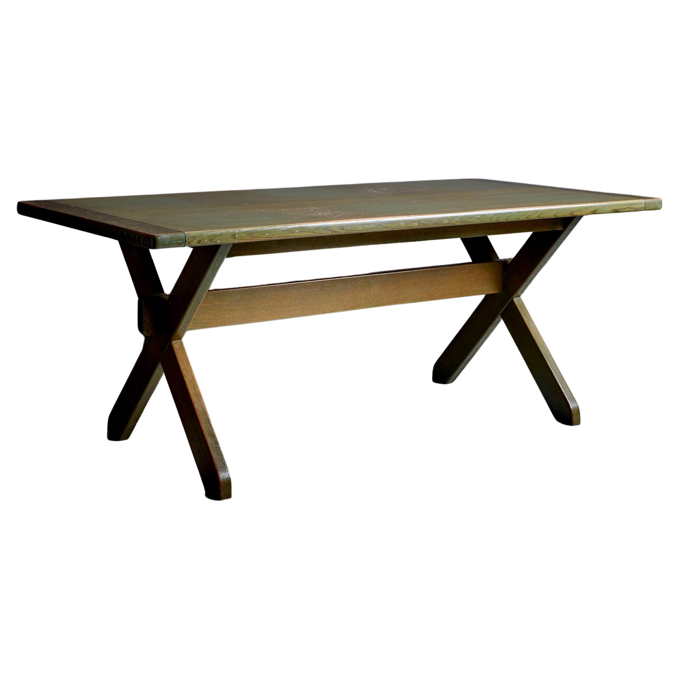 WK Möbel Dining Table in Green Pine Wood, Germany - 1960s For Sale