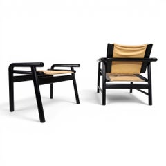 WK Möbel Leather Lounge Chair with Ottoman – Attributed to Hans Eichenberger, 19