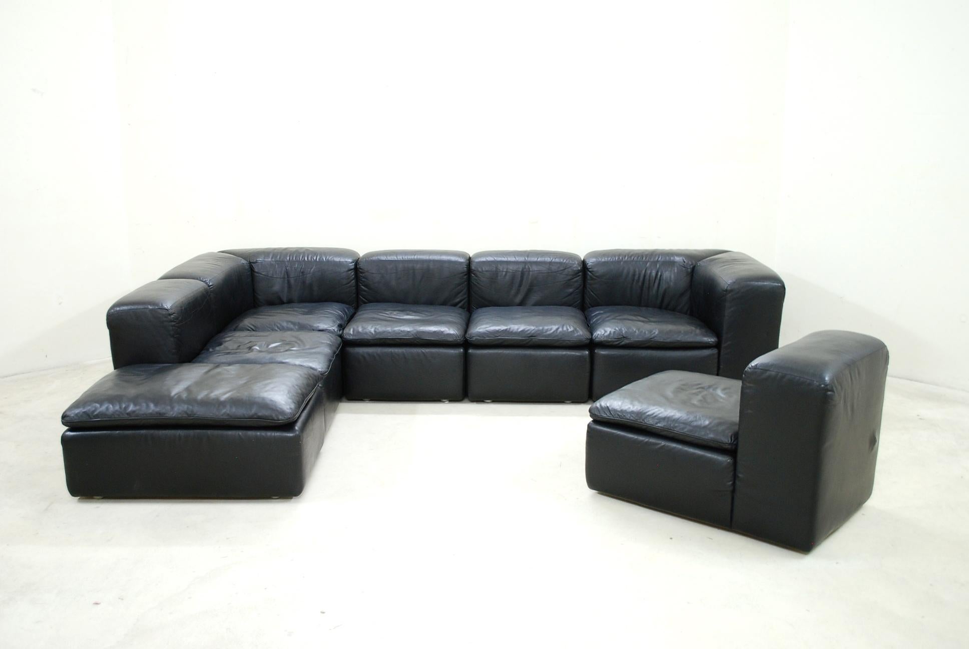 WK Möbel Modell WK 550 Vintage Leder Sofa Schwarz von Ernst Martin Dettinger 4