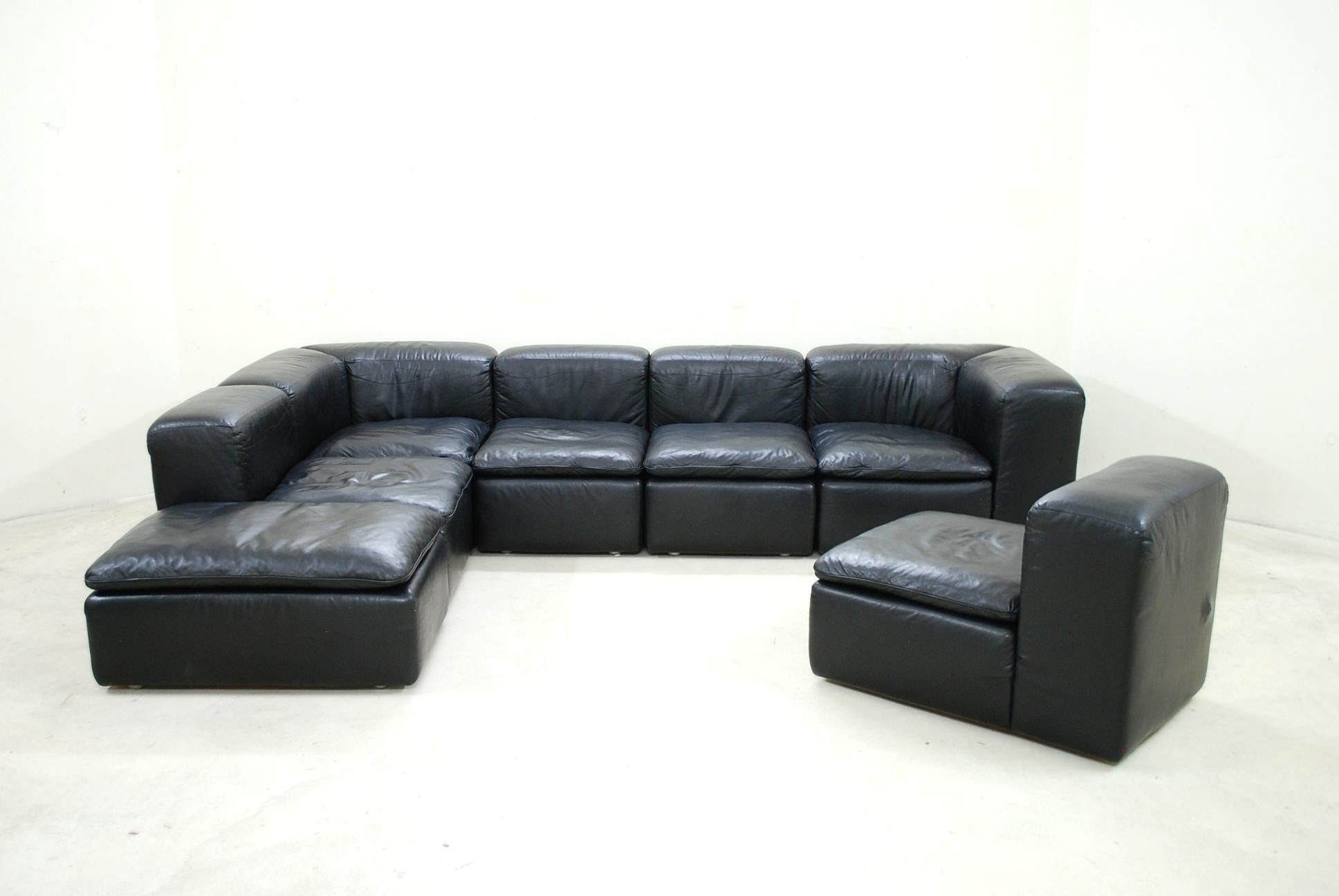 WK Möbel Model WK 550 Vintage Leather Sofa Black by Ernst Martin Dettinger 3