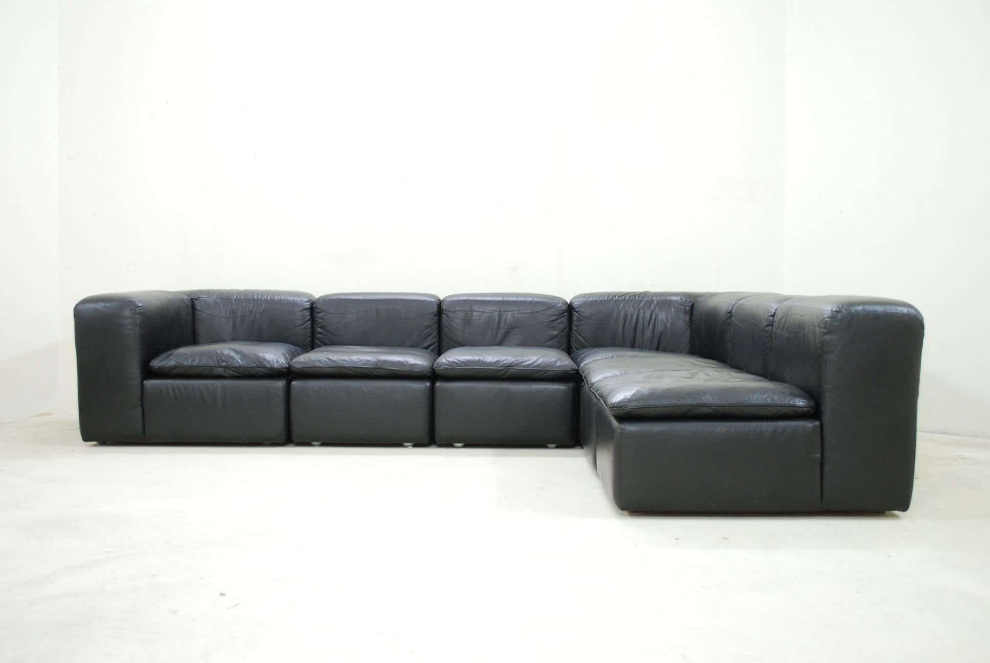 WK Möbel Modell WK 550 Vintage Leder Sofa Schwarz von Ernst Martin Dettinger 11