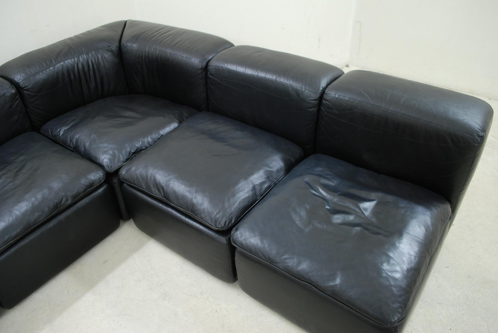 WK Möbel Modell WK 550 Vintage Leder Sofa Schwarz von Ernst Martin Dettinger (Ende des 20. Jahrhunderts)