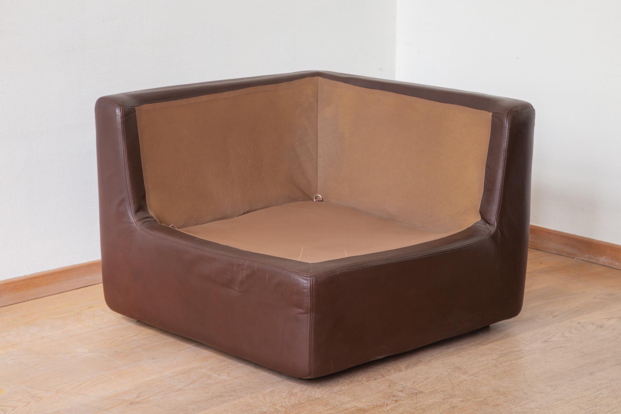WK Möbel Modular Brown Leather Sofa by Ernst Martin Dettinger 2