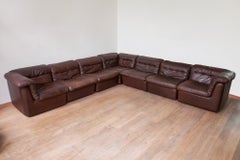 WK Möbel Modular Brown Leather Sofa by Ernst Martin Dettinger