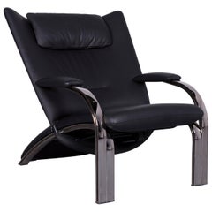Wk Wohnen Designer Spot 698 Leather Armchair Couch Black Chair