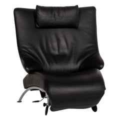 WK Wohnen Designo 699 Leather Armchair Lounger Black Relaxation Function