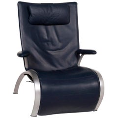 WK Wohnen Flex 679 Leather Armchair Blue Dark Construction Relax Function