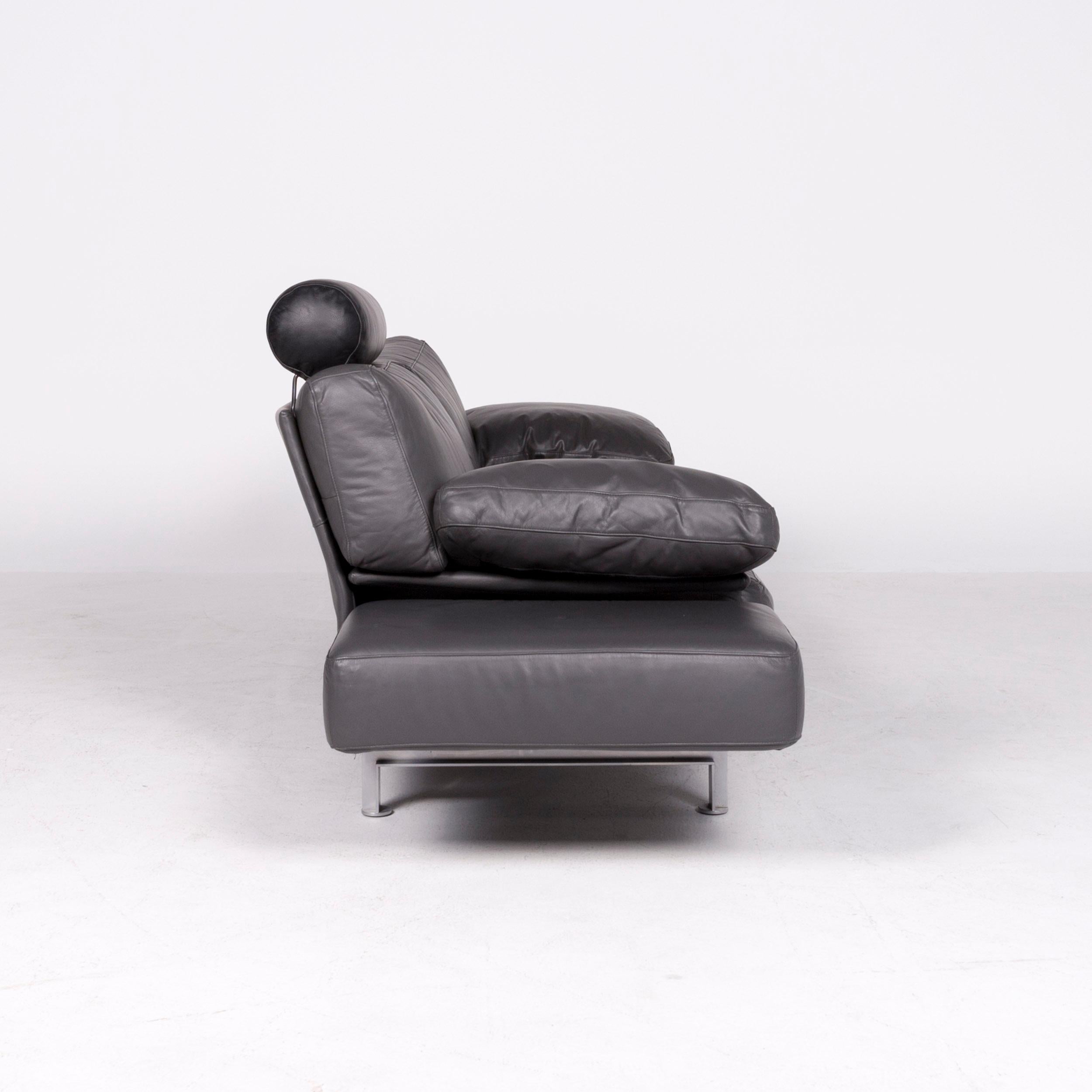 WK Wohnen Gaetano 687 Designer-Sofa aus grauem echtem Leder mit zwei Sitzen im Angebot 1