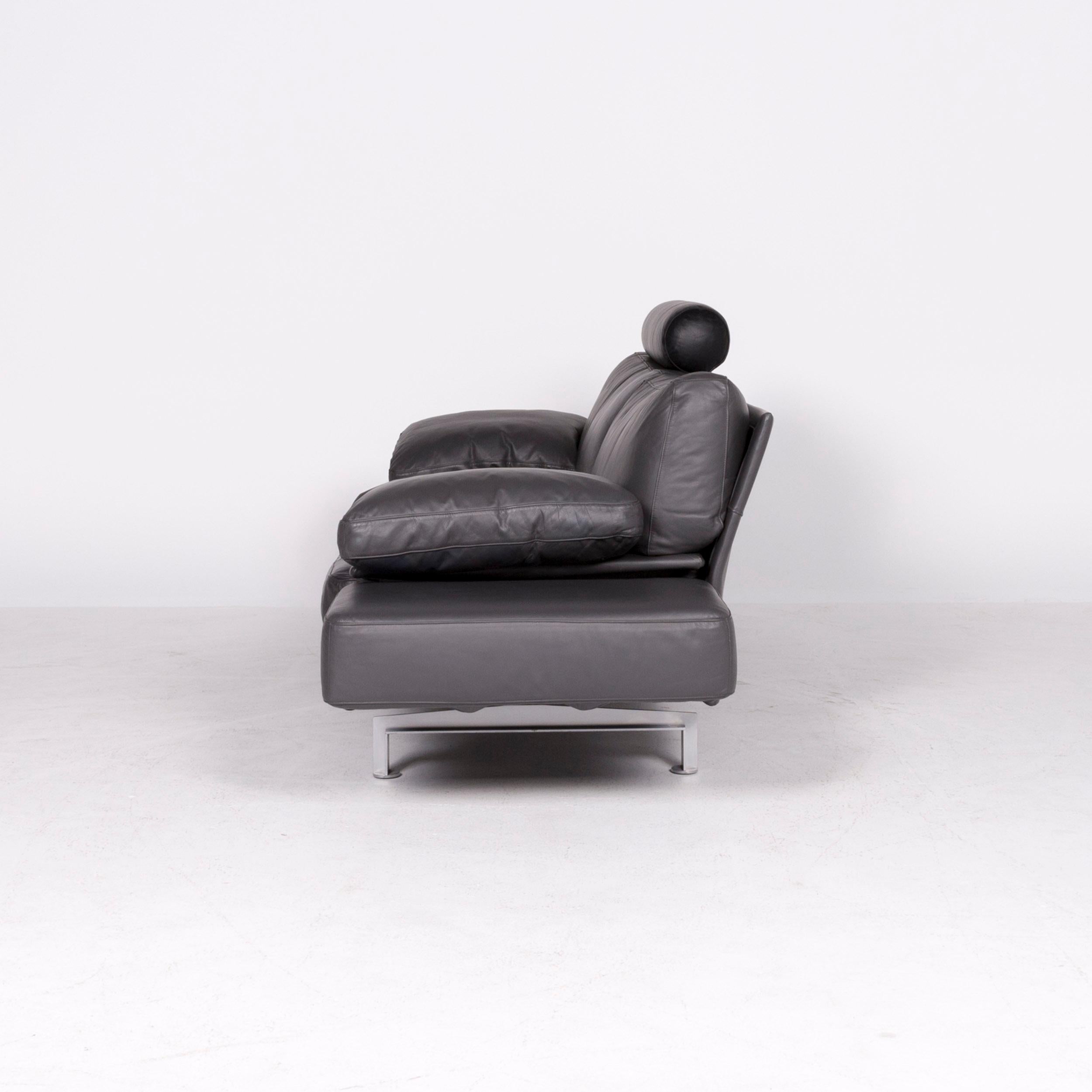 WK Wohnen Gaetano 687 Designer-Sofa aus grauem echtem Leder mit zwei Sitzen im Angebot 3