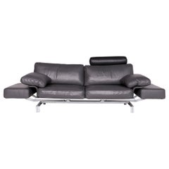WK Wohnen Gaetano 687 Designer-Sofa aus grauem echtem Leder mit zwei Sitzen