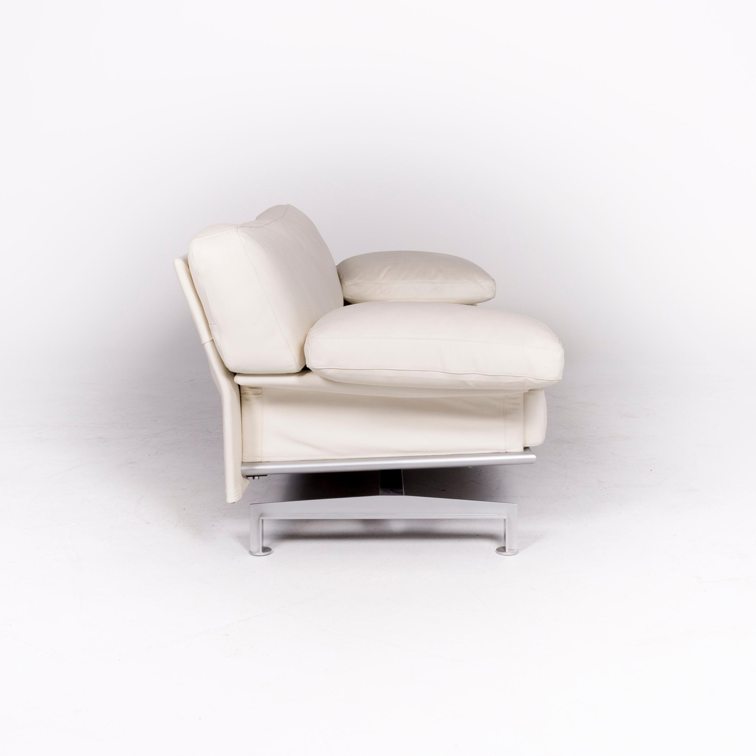 WK Wohnen Gaetano 687 Designer Leather Sofa Set White Genuine Leather 4