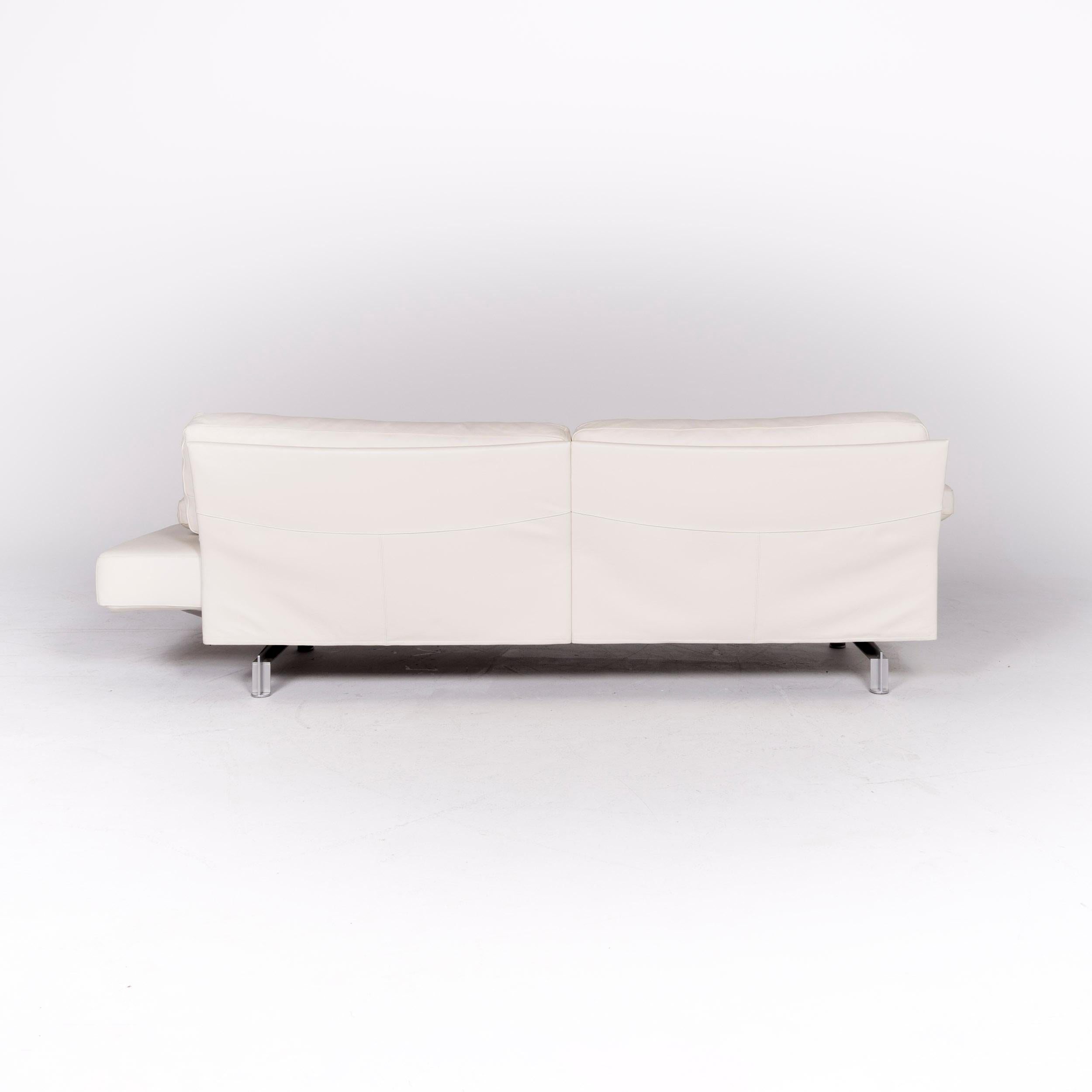 WK Wohnen Gaetano 687 Designer Leather Sofa Set White Genuine Leather 5