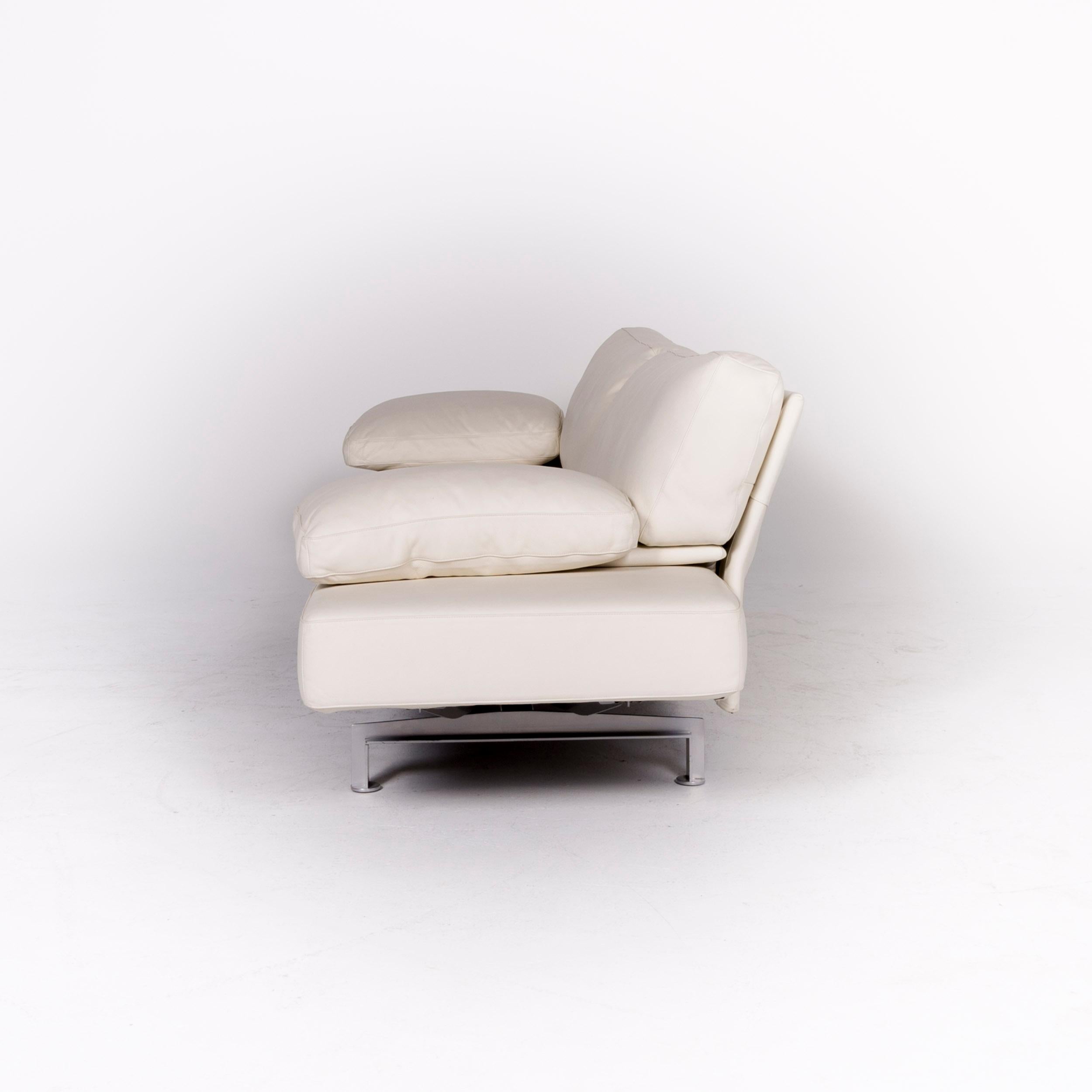 WK Wohnen Gaetano 687 Designer Leather Sofa Set White Genuine Leather 6