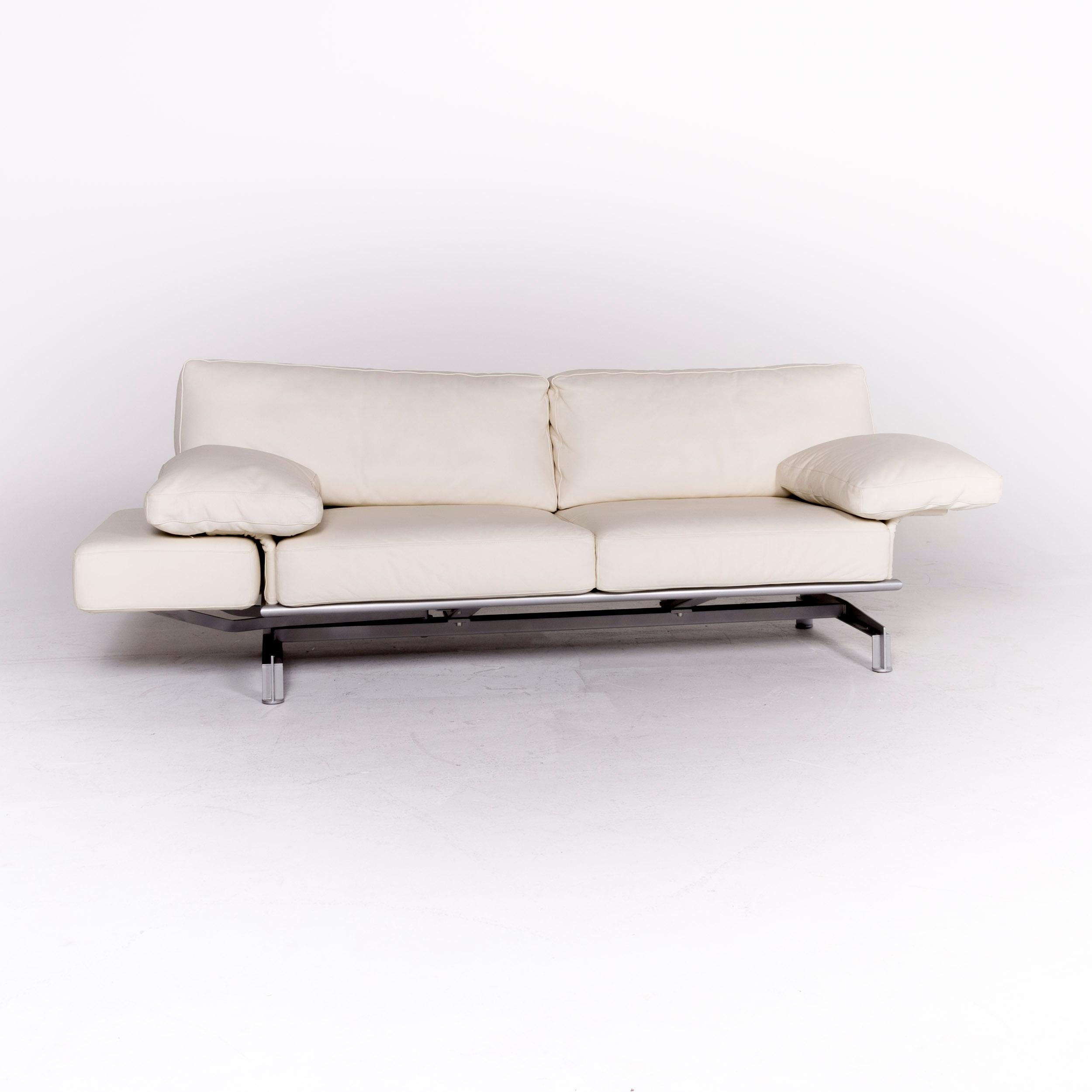 WK Wohnen Gaetano 687 Designer Leather Sofa Set White Genuine Leather 7