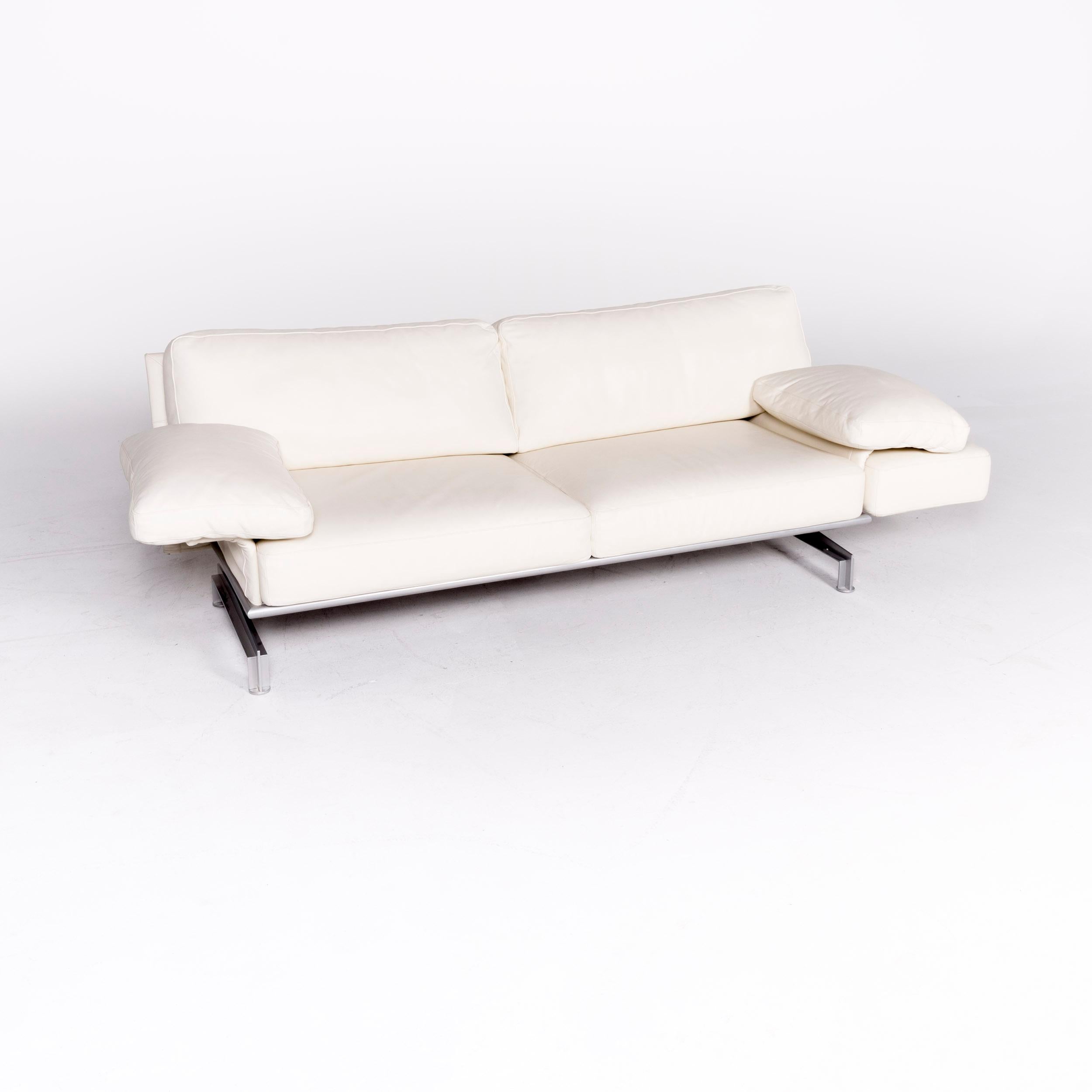 Modern WK Wohnen Gaetano 687 Designer Leather Sofa Set White Genuine Leather