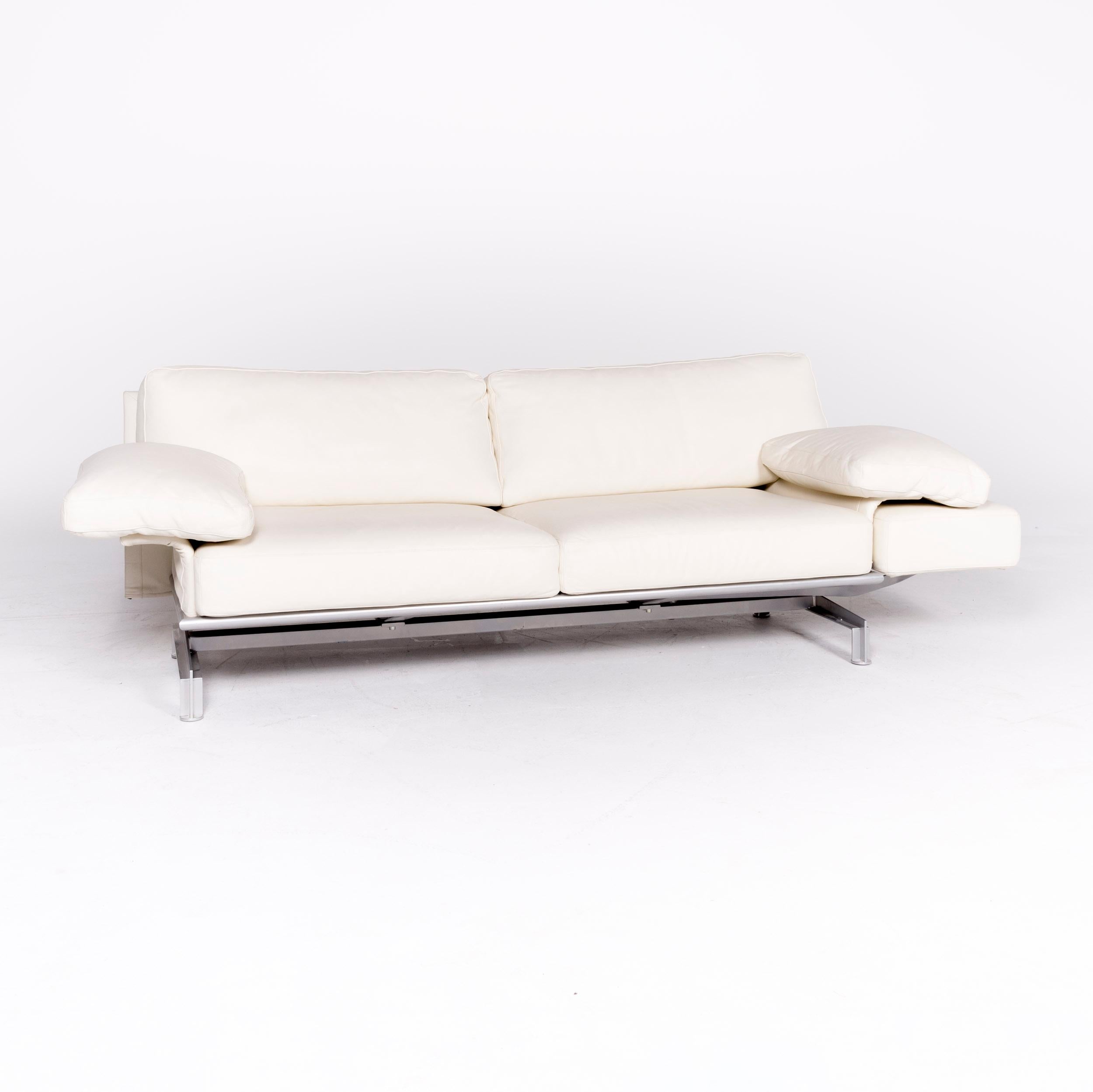 European WK Wohnen Gaetano 687 Designer Leather Sofa Set White Genuine Leather