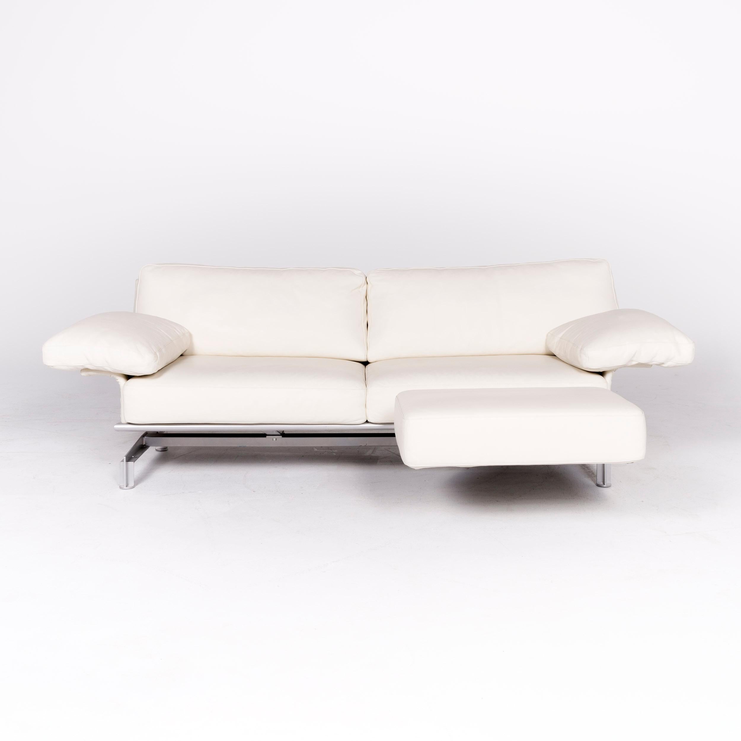 WK Wohnen Gaetano 687 Designer Leather Sofa Set White Genuine Leather In Excellent Condition In Cologne, DE