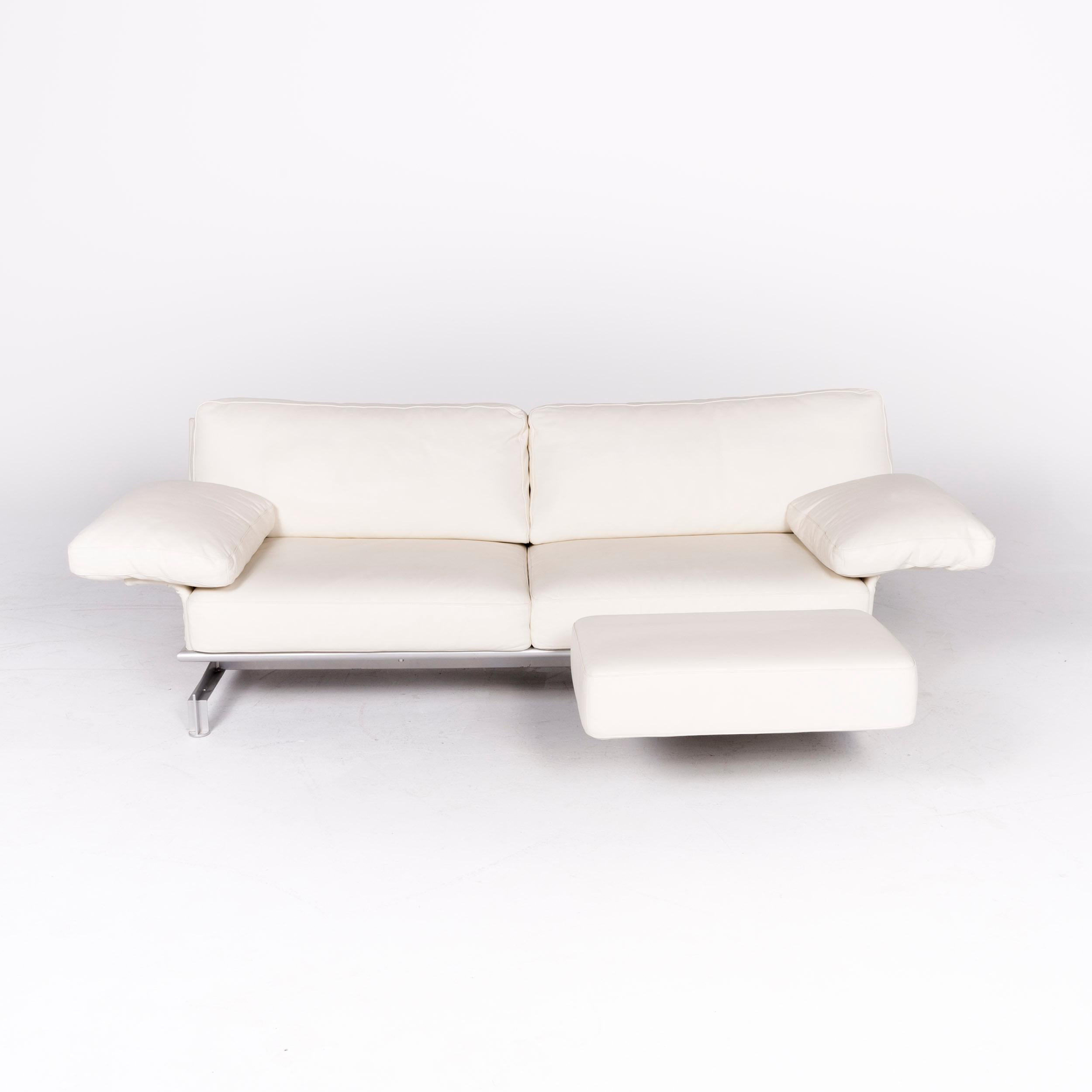 Contemporary WK Wohnen Gaetano 687 Designer Leather Sofa Set White Genuine Leather